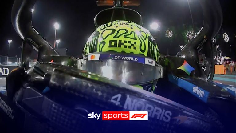Experience Lando Norris clclaiming his World Championship title and celebrating with doughnuts through his eyes at the Abu Dhabi Grand Prix.