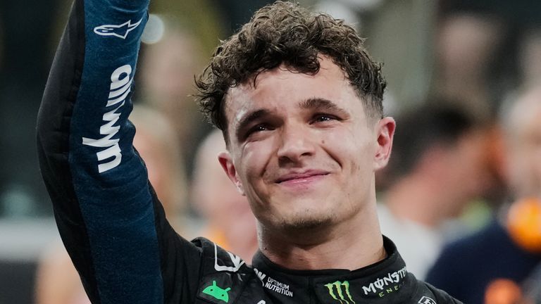 McLaren driver Lando Norris of Britain reacts after becoming a world champion 