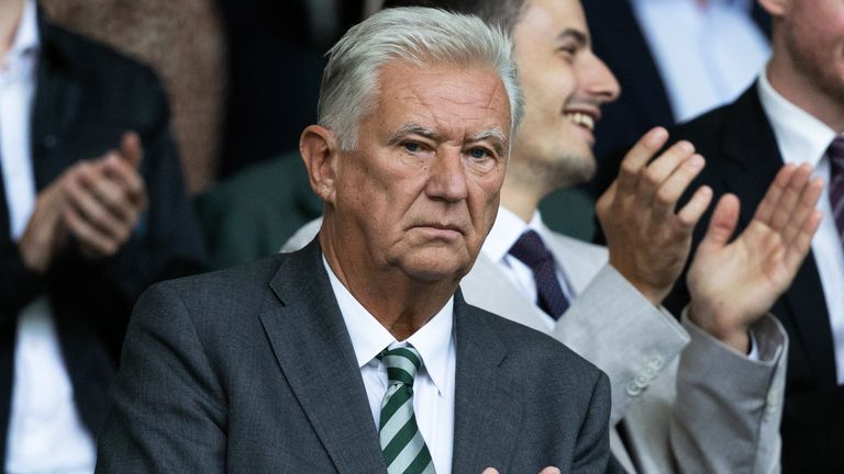 GLASGOW, SCOTLAND - AUGUST 15: Celtic Chairman Peter Lawwell during a Premier Sports Cup Second Round match between Celtic and Falkirk at Celtic Park, on August 15, 2025, in Glasgow, Scotland.  (Photo by Ross Parker / SNS Group)