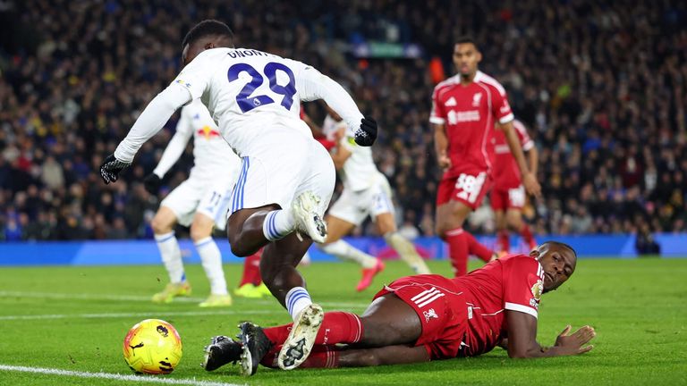 Ibrahima Konate conceded this penalty at Leeds on Saturday
Credit: Molly Darlington/Getty Images