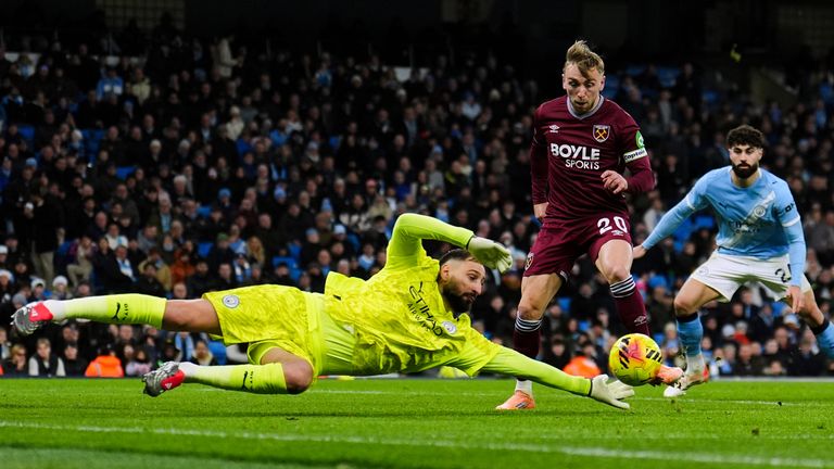 Gianluigi Donnarumma denied Jarrod Bowen twice in the second half