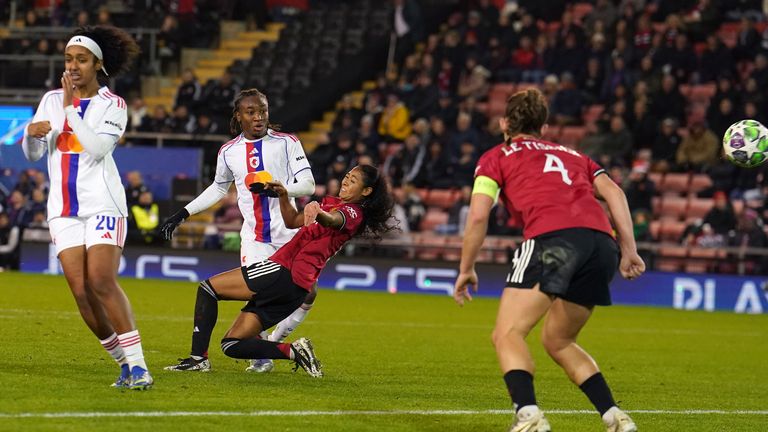 Melchie Dumornay's late double secured victory for Lyon over Manchester United