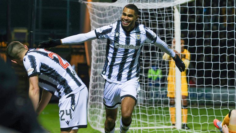 St Mirren's Mikael Mandron celebrates after scoring to make it 1-0
