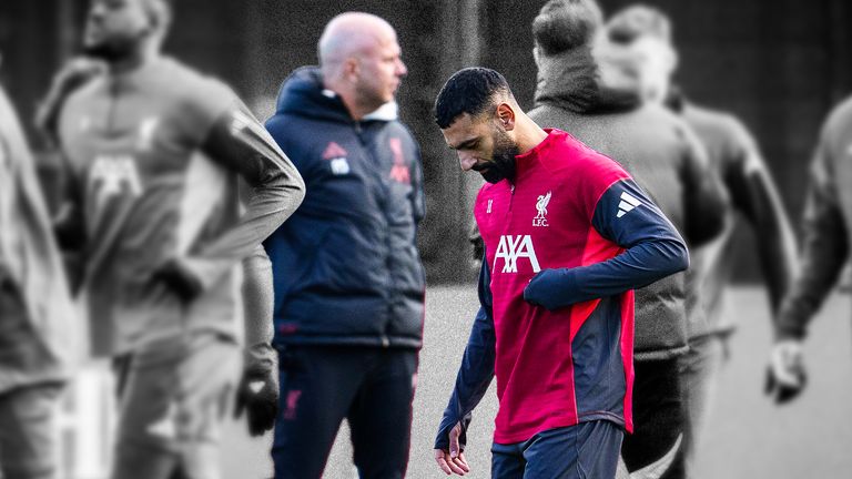 Mohamed Salah trains with his Liverpool teammates as they prepare to face Inter Milan in the Champions League.