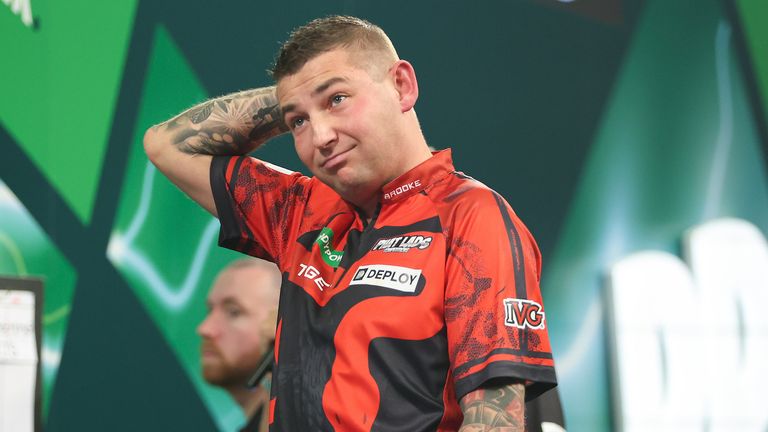 Nathan Aspinall Photos taken during the 2026 Paddy Power World Darts Championship at Alexandra Palace, London.