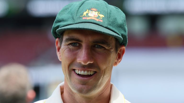 Australia's captain Pat Cummins speaks with media after Australia won the third Ashes cricket test against England in Adelaide, Australia, Sunday, Dec. 21, 2025. (AP Photo/James Elsby)