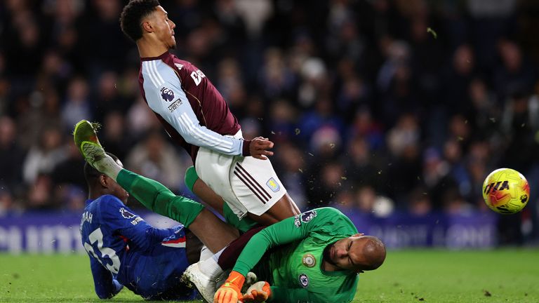 Ollie Watkins scores Aston Villa's equaliser at Stamford Bridge