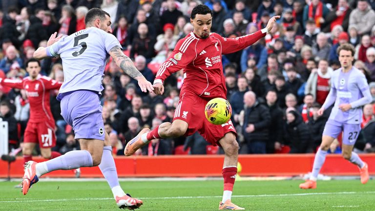 Hugo Ekitike fires Liverpool into an early lead against Brighton