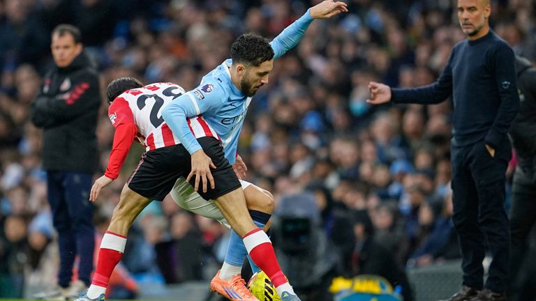 Manchester City's Rayan Cherki in action for Man City vs Sunderland (AP Photo/Dave Thompson)