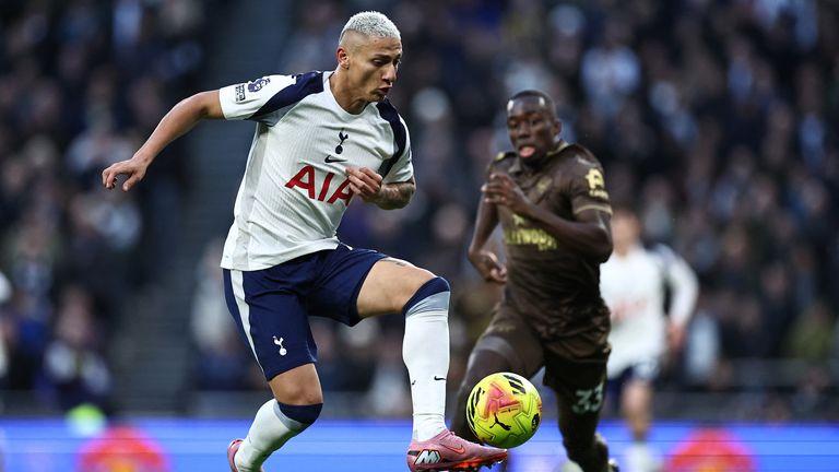 Tottenham Hotspur's Richarlison controls the ball 
