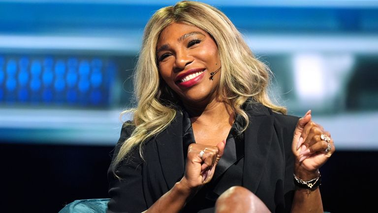 Tennis legend Serena Williams speaks at the America Business Forum, Thursday, Nov. 6, 2025, in Miami. (AP Photo/Rebecca Blackwell)