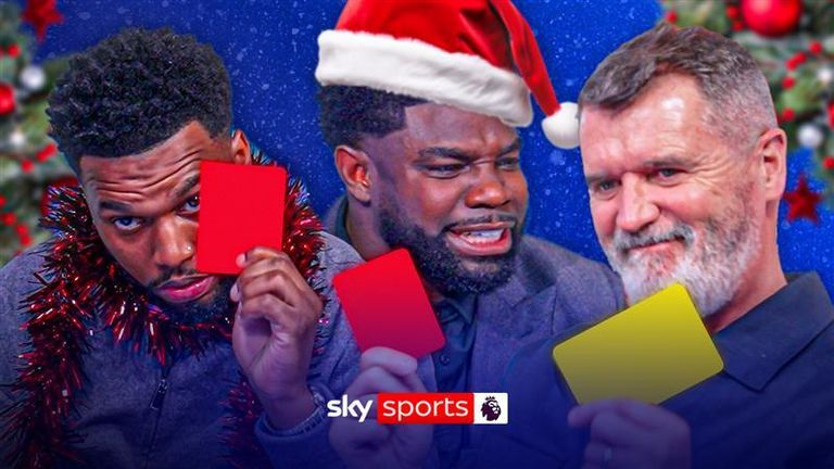 Micah Richards, Roy Keane and Daniel Sturridge are back again with another Red Card, Yellow Card, Play On game, but this time it's all to do with Christmas.