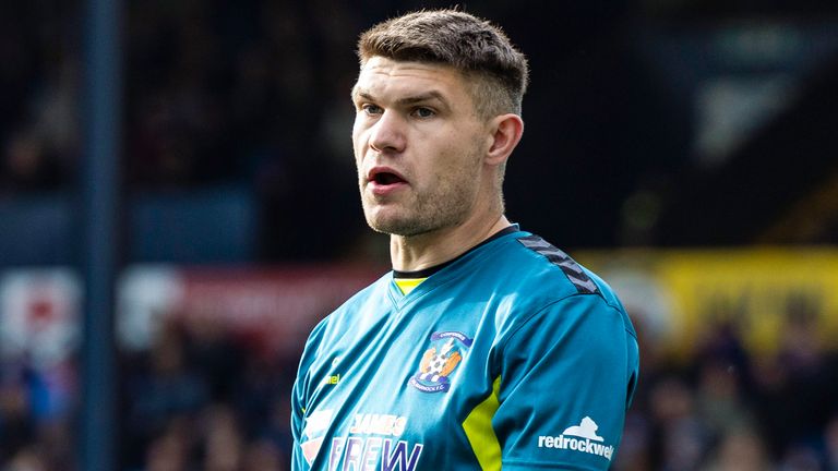 KILMARNOCK, SCOTLAND - OCTOBER 04: Kilmarnock's Max Stryjek in action during a William Hill Premiership match between Kilmarnock and St Mirren at Rugby Park, on October 04, 2025, in Kilmarnock, Scotland.  (Photo by Ross MacDonald / SNS Group)