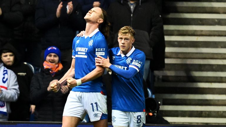 Thelo Aasgaard secured the win for Rangers against Motherwell 