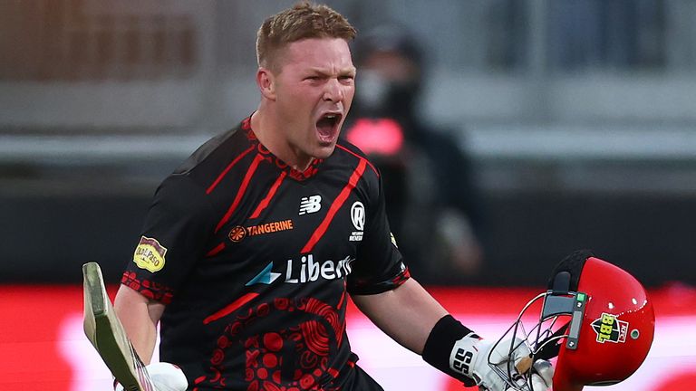 Tim Seifert celebrates his Big Bash hundred for Melbourne Renegades in December 2025 (Getty Images)
