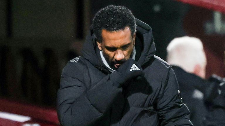 MOTHERWELL, SCOTLAND - DECEMBER 30: Celtic manager Wilfried Nancy looks dejected during a William Hill Premiership match between Motherwell and Celtic at Fir Park, on December 30, 2025, in Motherwell, Scotland. (Photo by Craig Williamson / SNS Group)