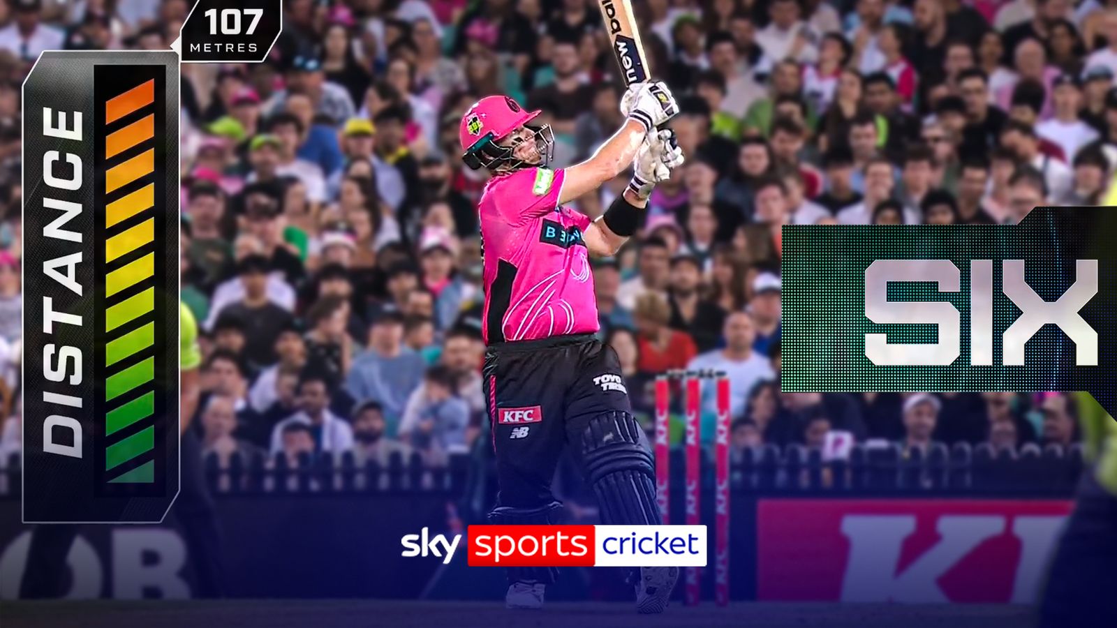 Sydney Sixers Steve Smith hits the roof with huge six during Big Bash League match