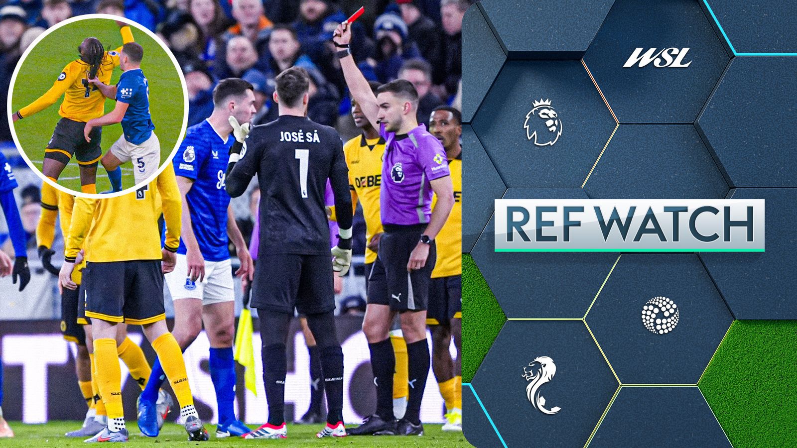 Football Ref Watch graphic discussing a red card for a hair pull