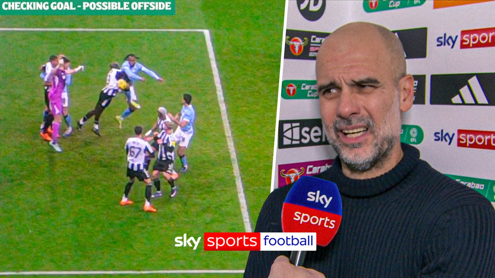 Newcastle vs Man City: Pep Guardiola goes on VAR inquisition after Antoine Semenyo's disallowed goal in Carabao Cup clash