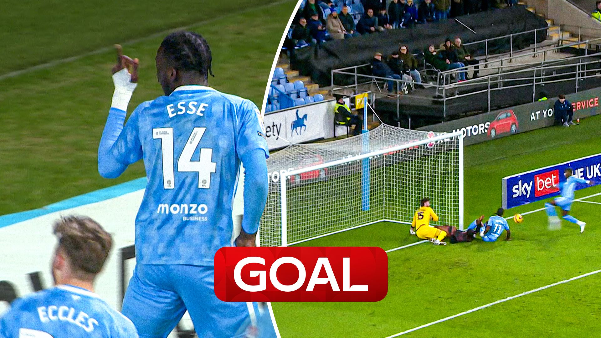 Palace loanee Esse bags his first Coventry goal against FORMER side!