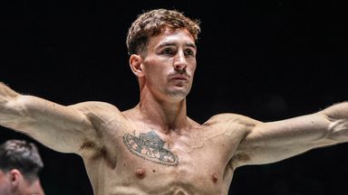 Nico Carrillo takes on Thailand's Shadow Singha Mawynn for the ONE Interim featherweight Muay Thai world championship