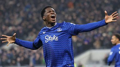 Everton's Thierno Barry celebrates his leveller