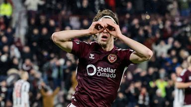 Hearts' Tomas Magnusson celebrates after scoring to make it 2-0