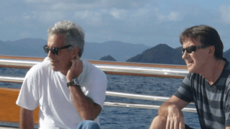 Jeffrey Epstein and Peter Mandelson were pictured on a yacht in the latest file drop. Pic: US Department of Justice