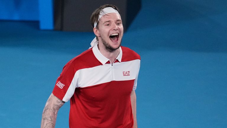 Alexander Bublik of Kazakhstan reacts during his third round match against Tomas Martin Etcheverry of Argentina during their third round mat