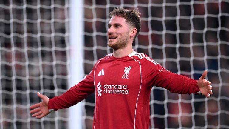 Alexis Mac Allister of Liverpool celebrates scoring his team's fifth goal