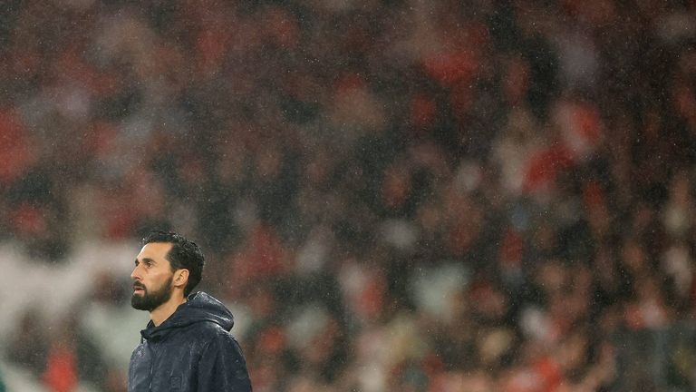 Real Madrid manager Alvaro Arbeloa’s stands on the field at Benfica
MadridPatricia de Melo Moreira/AFP via Getty Images
