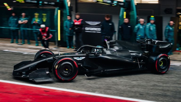 Aston Martin AMR26 makes first run in Barcelona on Thursday