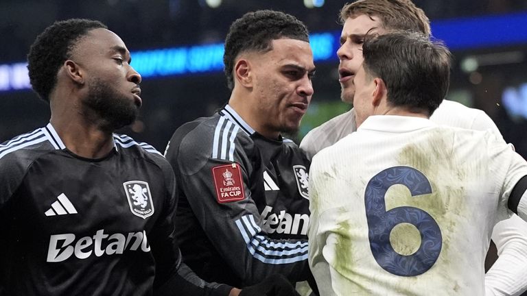 There was a scuffle between the two sides after the full-time whistle between Spurs and Aston Villa