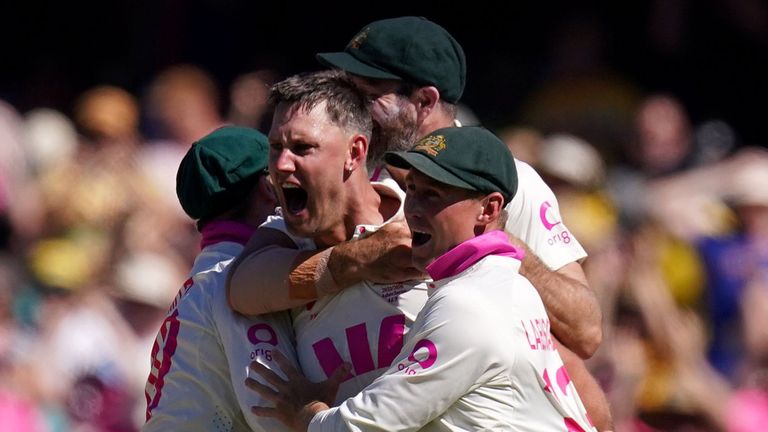 Beau Webster celebrates a wicket in the fifth and final Ashes Test against England at the SCG (PA Images)