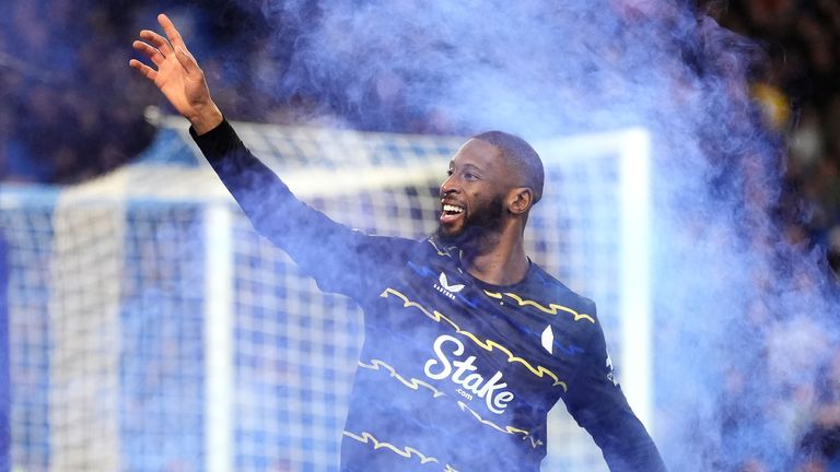 Beto celebrates after he scored an equaliser at Brighton