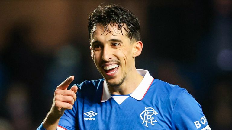 Rangers' Bojan Miovski celebrates scoring to make it 2-0 during a Scottish Gas Scottish Cup Fourth Round match between Rangers and Annan 