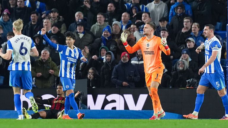 Brighto's players were incensed after VAR overturned the original decision of simulation against Bournemouth's Amine Adli