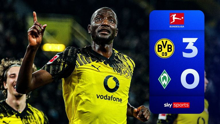 SV Werder Bremen on 13.01.2026 at Signal Iduna Park in Dortmund Celebration, Goal celebration, Goal scorer, Goal scorer Serhou Guirassy (Dortmund 9) celebrates after his goal [goal] to make it 3-0 