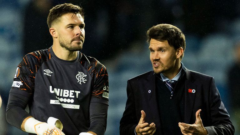Jack Butland (L) has eight clean sheets in the Scottish Premiership this season