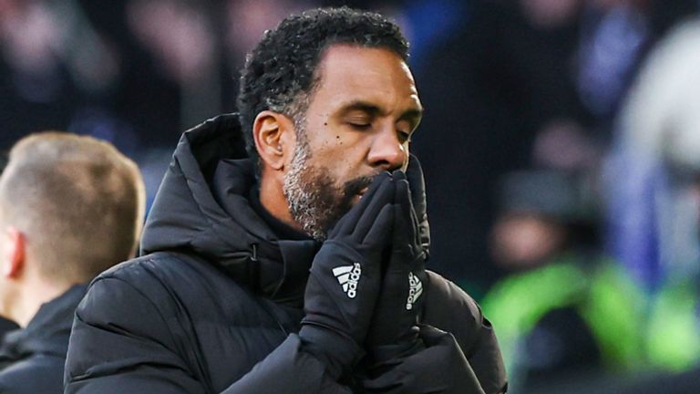 GLASGOW, SCOTLAND - JANUARY 03: Celtic Manager Wilfried Nancy looks dejected during a William Hill Premiership match between Celtic and Rangers at Celtic Park, on January 03, 2026, in Glasgow, Scotland. (Photo by Craig Williamson / SNS Group)