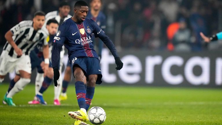 Ousmane Dembele fails to score from the penalty spot