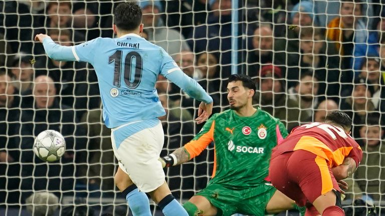Rayan Cherki puts Man City 2-0 up against Galatasaray