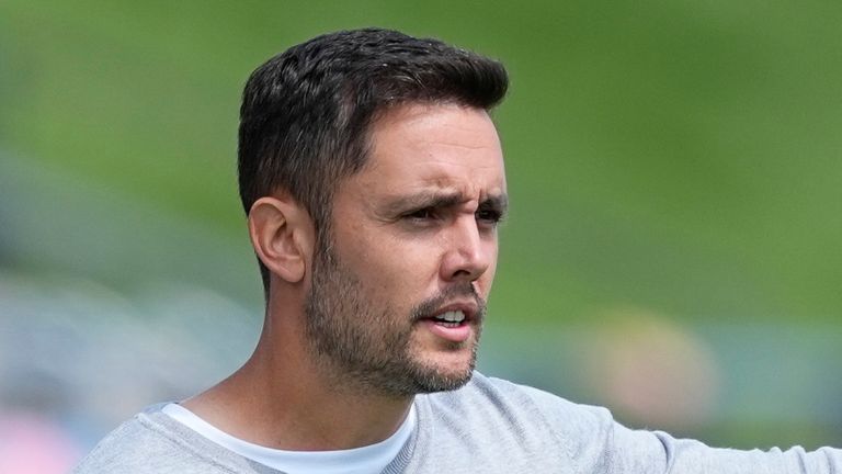 VALDEBEBAS, SPAIN - MAY 11: Eder Maestre, head coach of UD Tenerife, gestures during the Spanish Women League, Liga F