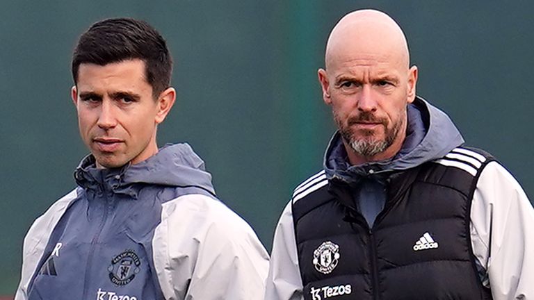 Eric Ramsey (left) worked under Erik ten Hag (right) at Manchester United