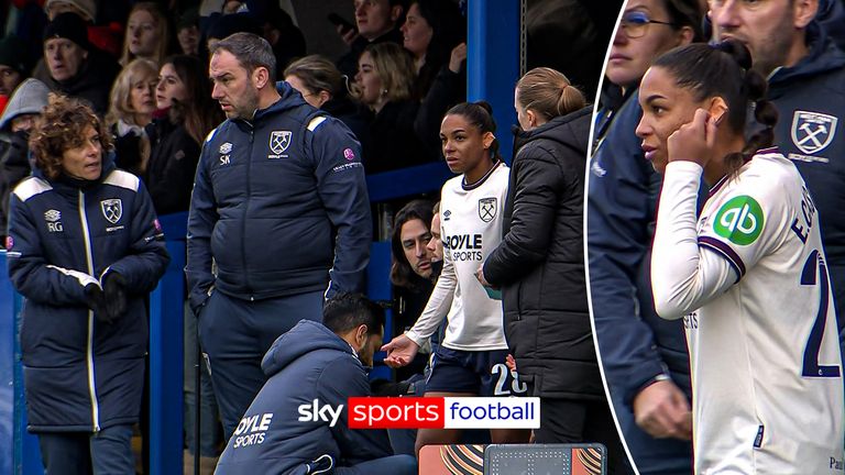 Estelle Cascarino of West Ham was not allowed on the pitch because of her earring