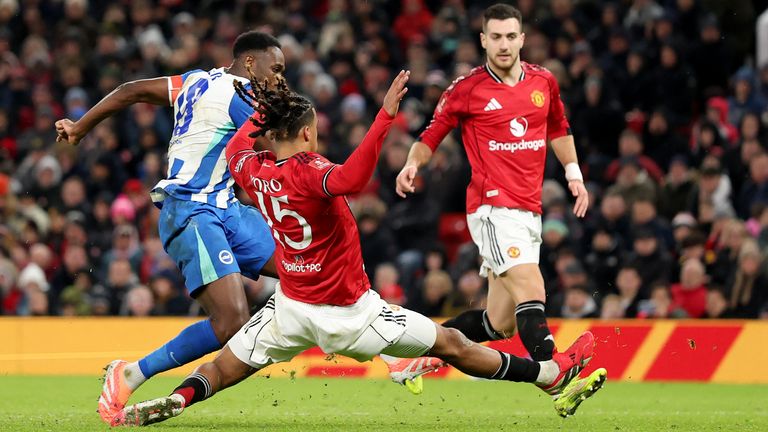 Danny Welbeck produces a fine finish to give Brighton a 2-0 lead at Manchester United