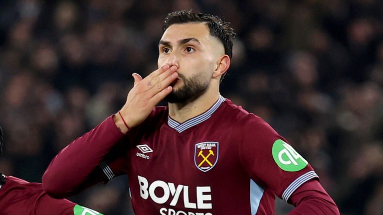 Taty Castellanos blows a kiss after restoring West Ham's lead against QPR