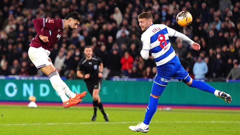 Taty Castellanos heads West Ham into a 2-1 lead against QPR
