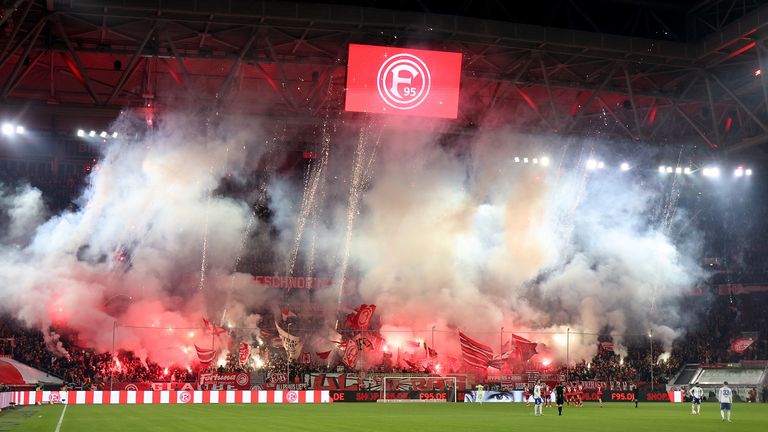 Pyro in Fortuna Dusseldorf's stadium
