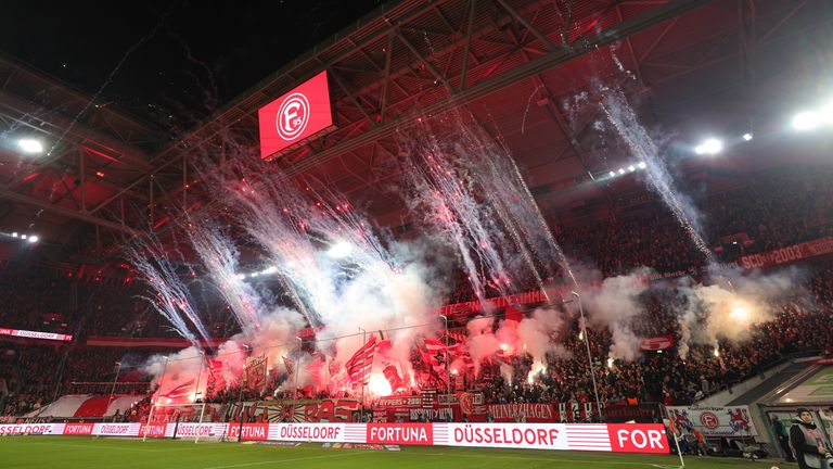 Pyro in Fortuna Dusseldorf's stadium
